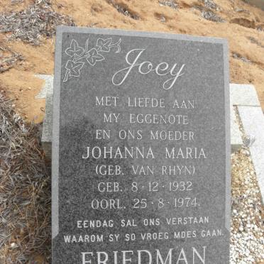 FRIEDMAN Johanna Maria nee van RHYN 1932-1974