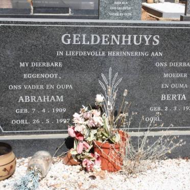 GELDENHUYS Abraham 1909-1997 &amp; Berta 1930-