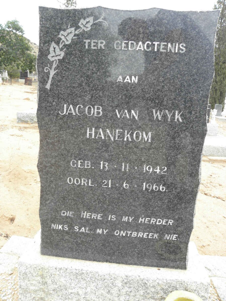 HANEKOM Jacob Van Wyk 1942-1966