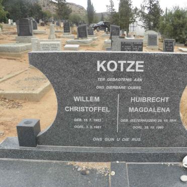 KOTZE Willem Christoffel 1903-1961 &amp; Huibrecht Magdalena ESTERHUIZEN 1911-1960