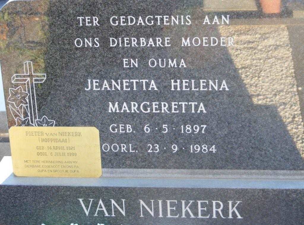 NIEKERK Pieter, van 1921-1999 &amp; Jeanetta Helena Margeretta 1897-1984