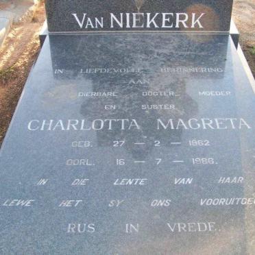 NIEKERK Charlotta Magreta, van 1962-1986