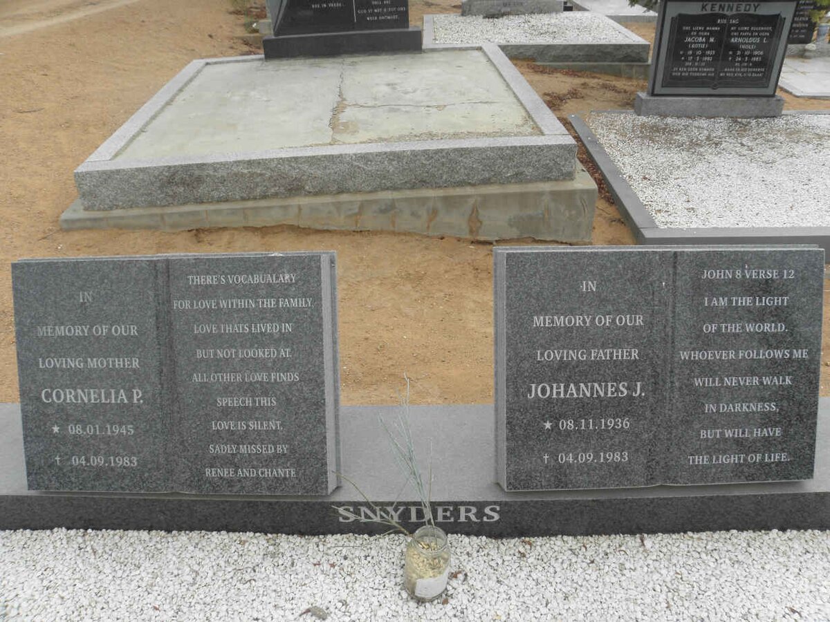 SNYDERS Johannes J. 1936-1983 &amp; Cornelia P. 1945-1983