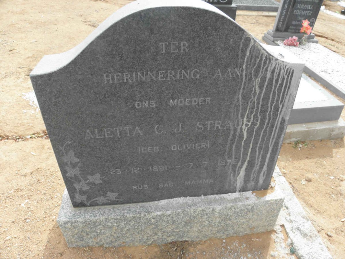 STRAUSS Aletta C.J. nee OLIVIER 1891-1972