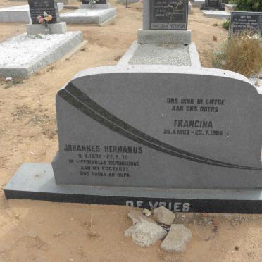 VRIES Johannes Hermanus, de 1896-1970 &amp; Francina 1903-1986