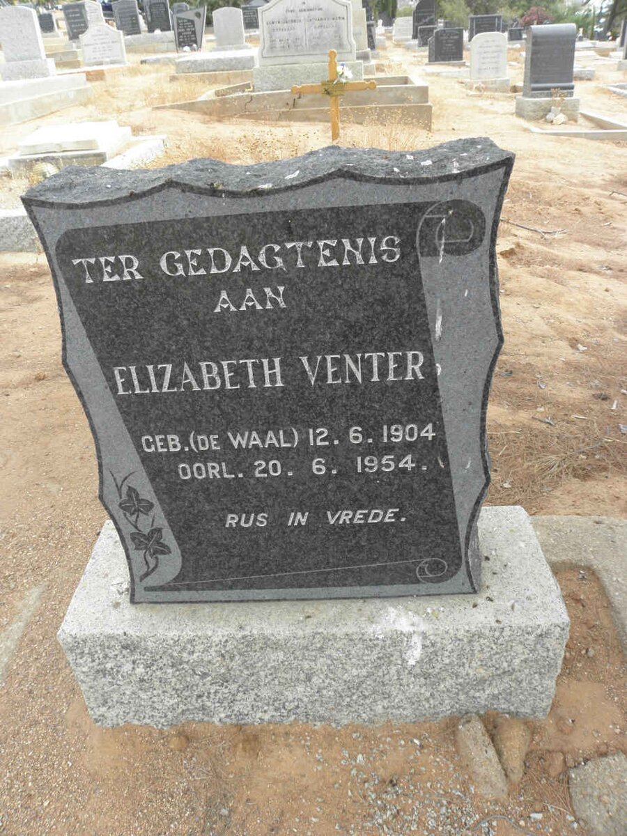 VENTER Elizabeth nee DE WAAL 1904-1954