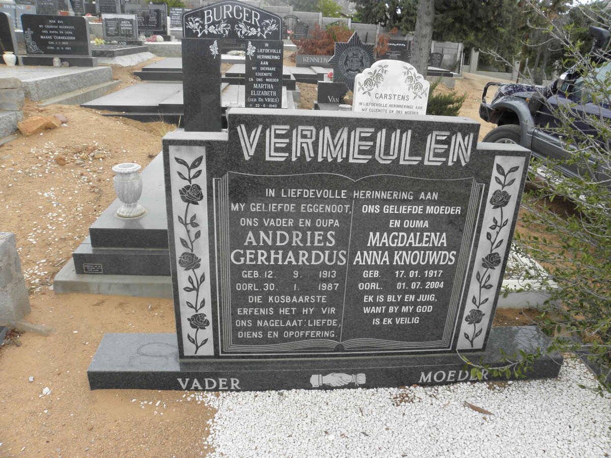 VERMEULEN Andries Gerhardus 1913-1987 &amp; Magdalena Anna KNOUWDS 1917-2004