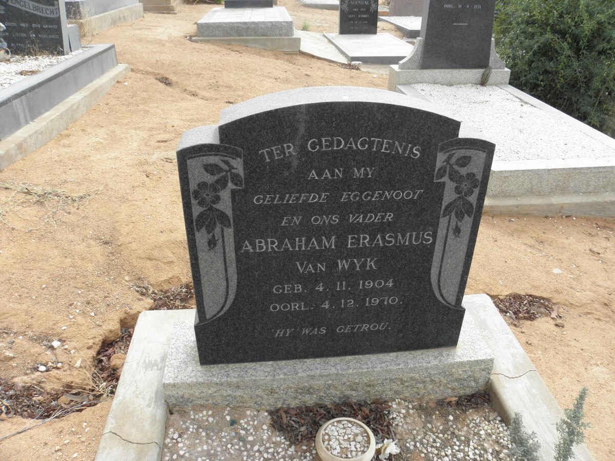 WYK Abraham Erasmus, van 1904-1970