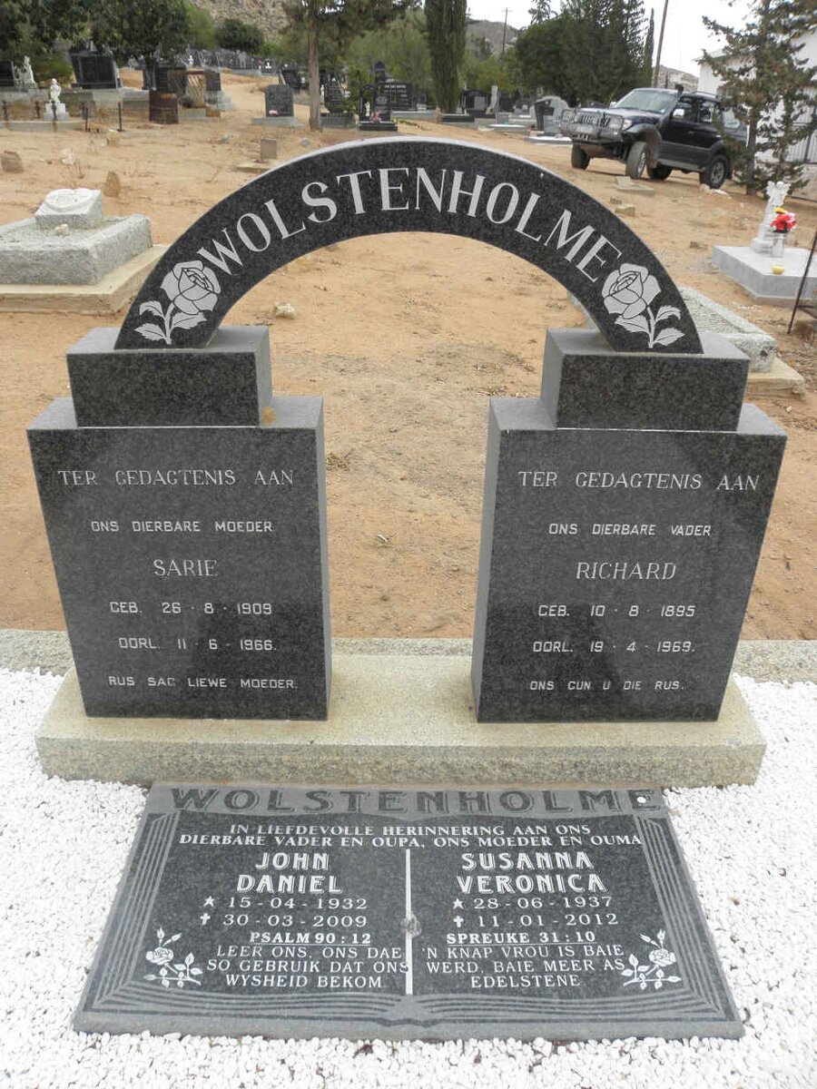 WOLSTENHOLME Richard 1895-1969 &amp; Sarie 1909-1966 :: WOLSTENHOLME John Daniel 1932-2009 &amp; Susanna Veronica 1937-2012