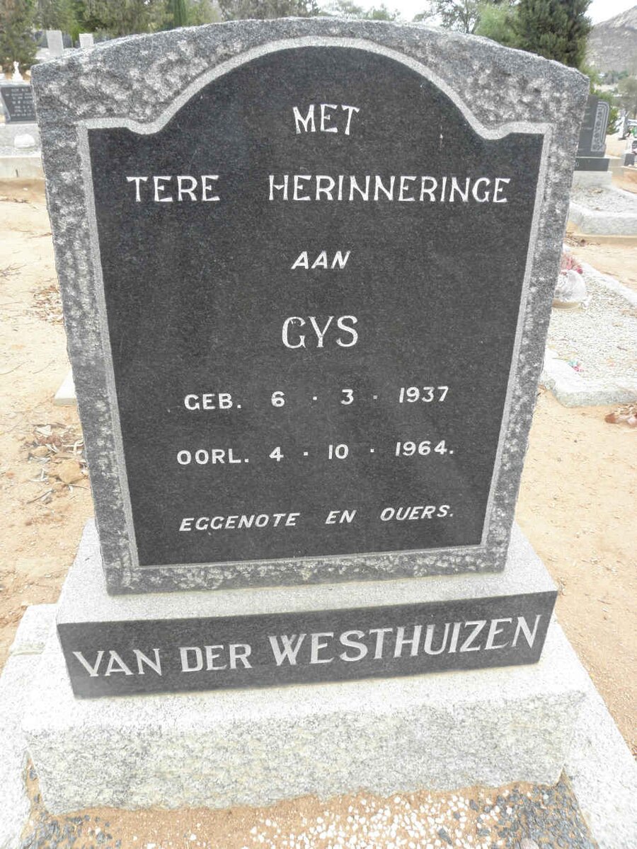 WESTHUIZEN Gys, van der 1937-1964