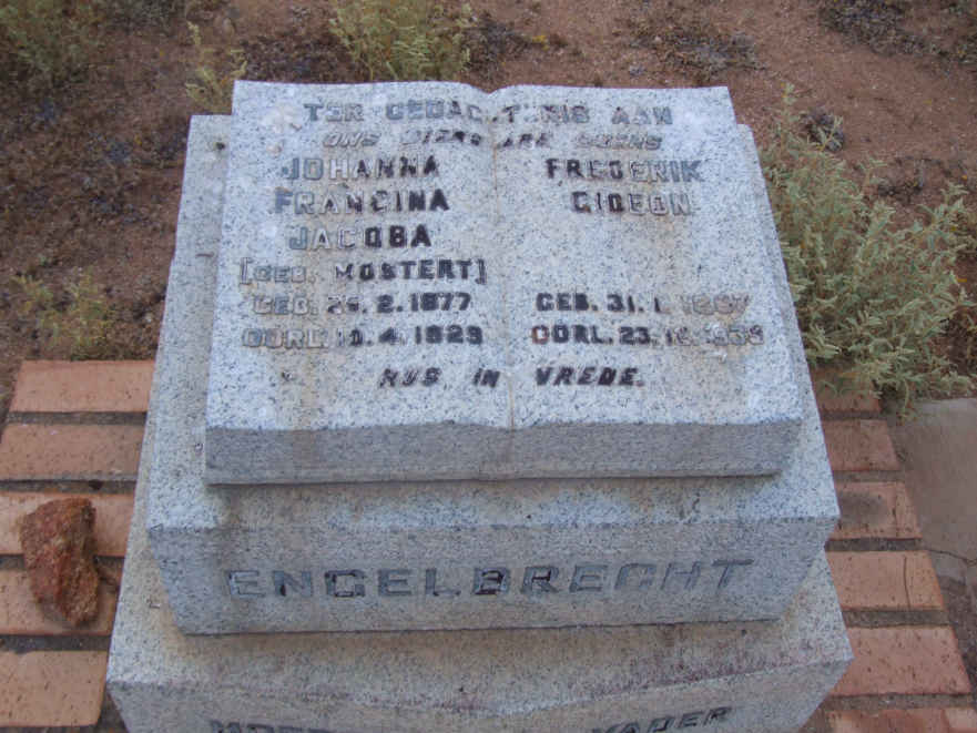 ENGELBRECHT Frederik Gideon 1877-1938 &amp; Johanna Francina Jacoba MOSTERT 1877-1929