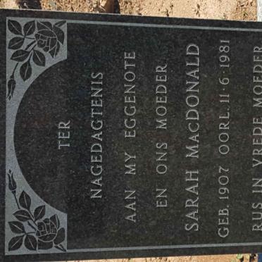 MacDONALD Sarah 1907-1981