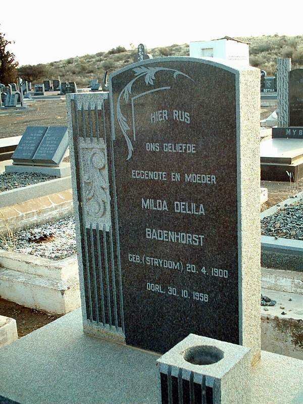 BADENHORST Milda Delila geb STRYDOM 1900-1958