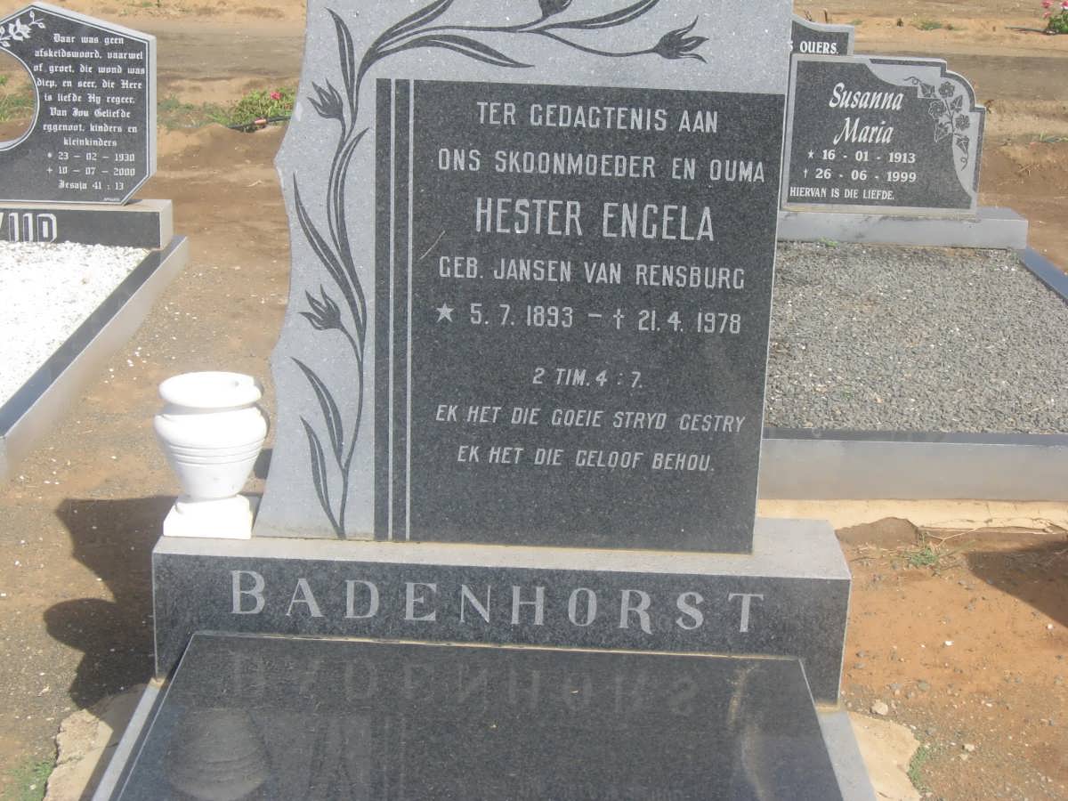 BADENHORST Hester Engela nee Jansen van RENSBURG 1893-1978