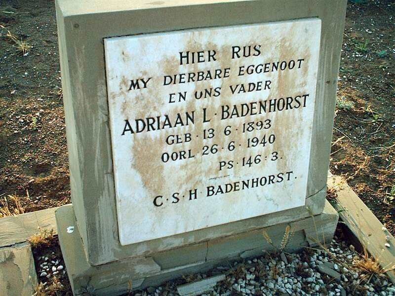 BADENHORST Adriaan L. 1893-1940