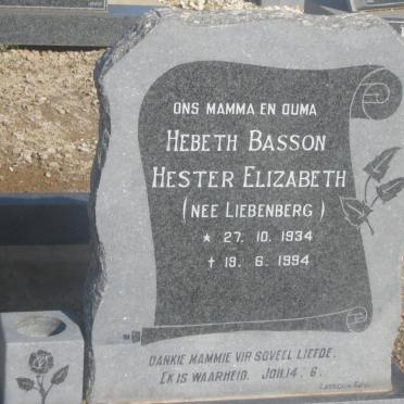 BASSON Willem Andries Smit 1931-2005 &amp; Hester Elizabeth LIEBENBERG 1934-1994