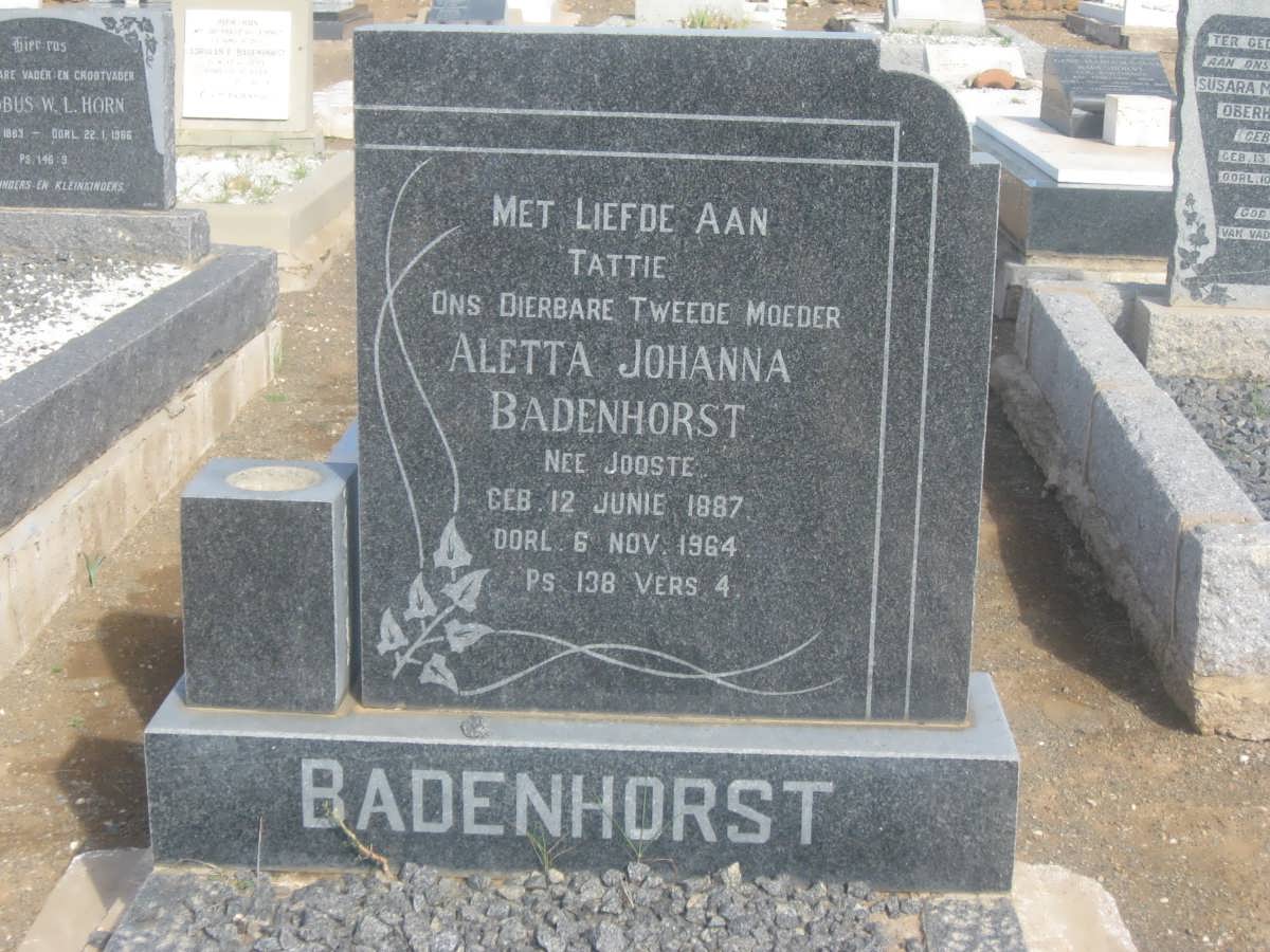 BADENHORST Aletta Johanna nee JOOSTE 1887-1964