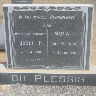 PLESSIS Josef P., du 1913-1977 &amp; Maria Du PLESSIS 1916-