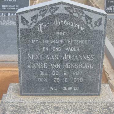 RENSBURG Nicolaas Johannes, Janse van 1887-1970
