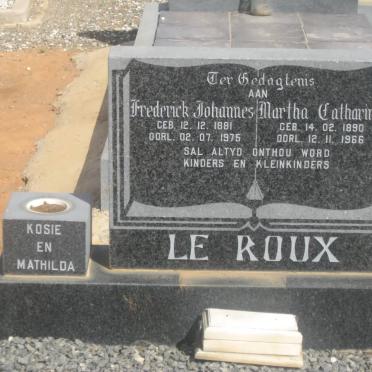ROUX Frederick Johannes, Le 1881-1975 &amp; Martha Catharina 1890-1966