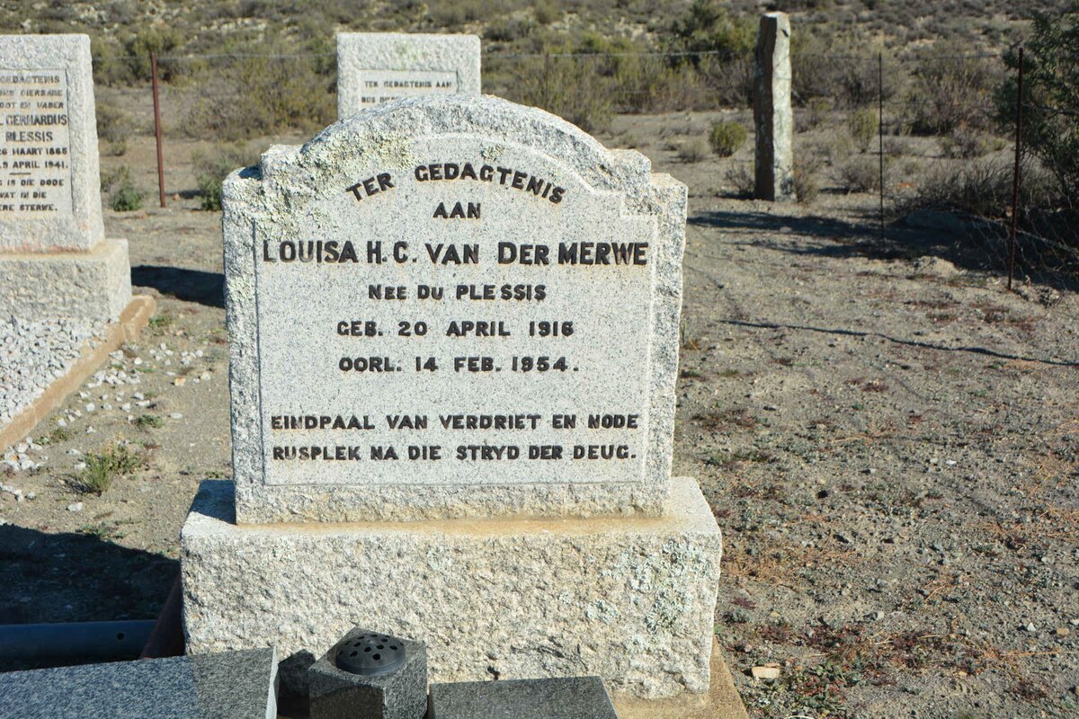 MERWE Louisa H.C., van der nee DU PLESSIS 1916-1954