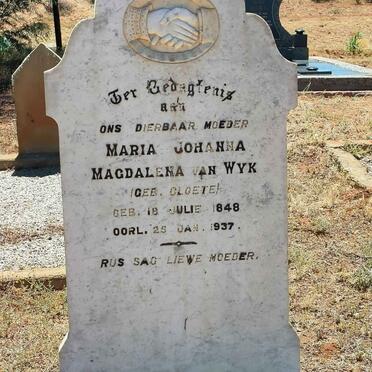 WYK Maria Johanna Magdalena, van nee CLOETE 1848-1937