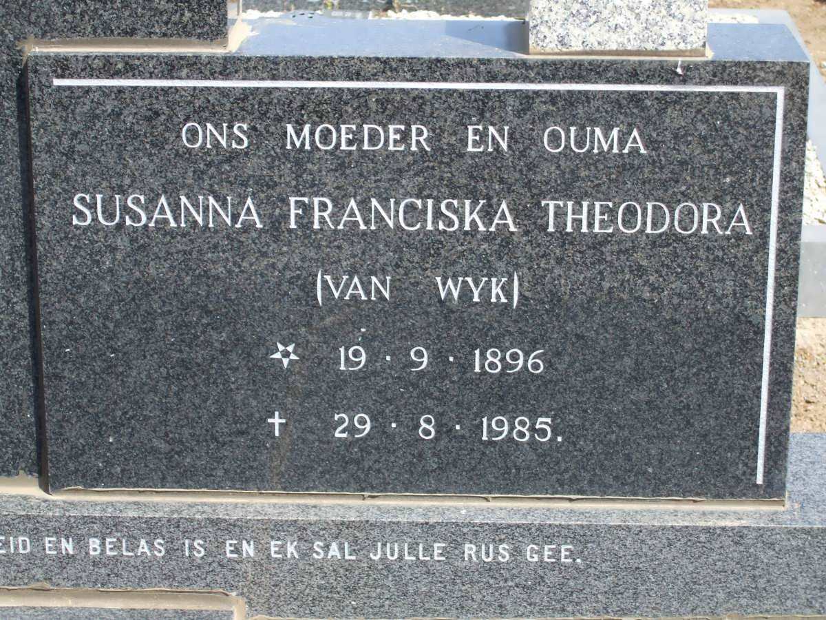 CLOETE Susanna Franciska Theodora nee VAN WYK 1896-1985