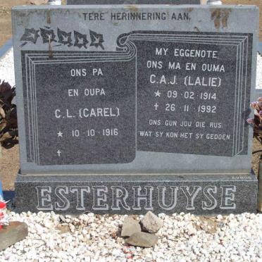 ESTERHUYSE C.L. 1916- &amp; C.A.J. 1914-1992