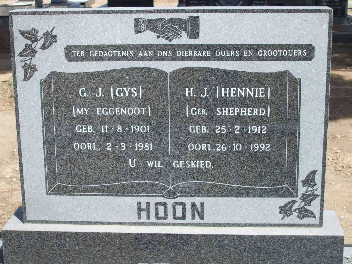 HOON G.J. 1901-1981 &amp; H.J. SHEPHERD 1912-1992