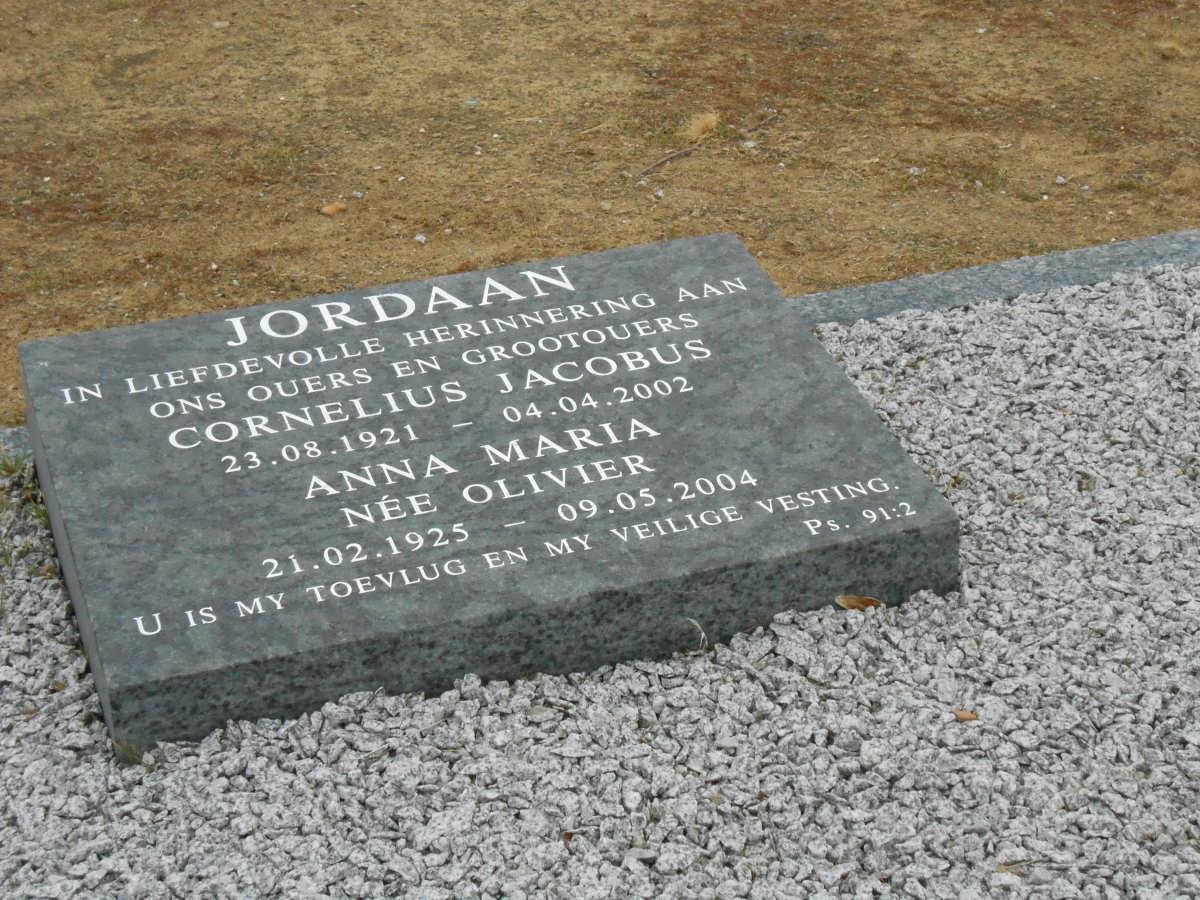 JORDAAN Cornelius Jacobus 1921-2002 &amp; Anna Maria OLIVIER 1925-2004