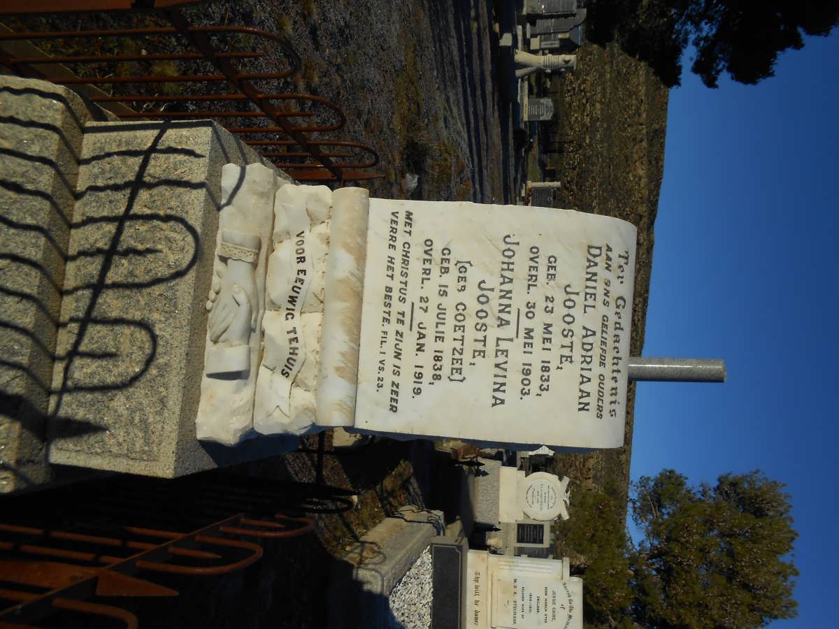 JOOSTE Daniel Adriaan 1833-1903 &amp; Johanna Levina COETZEE 1838-1919