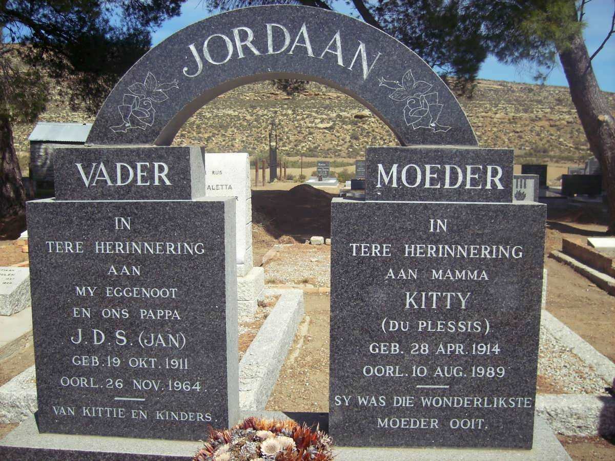 JORDAAN J.D.S. 1911-1964 &amp; Kitty DU PLESSIS 1914-1989