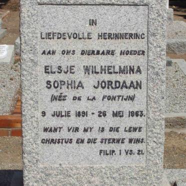 JORDAAN Elsje Wilhelmina Sophia nee DE LA FONTIJN 1891-1963