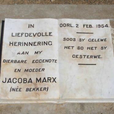 MARX Jacoba nee BEKKER -1954