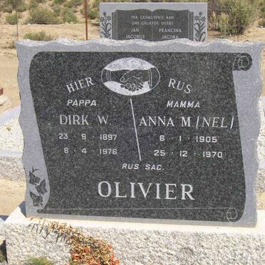 OLIVIER Dirk W. 1897-1976 &amp; Anna M. NEL 1905-1970