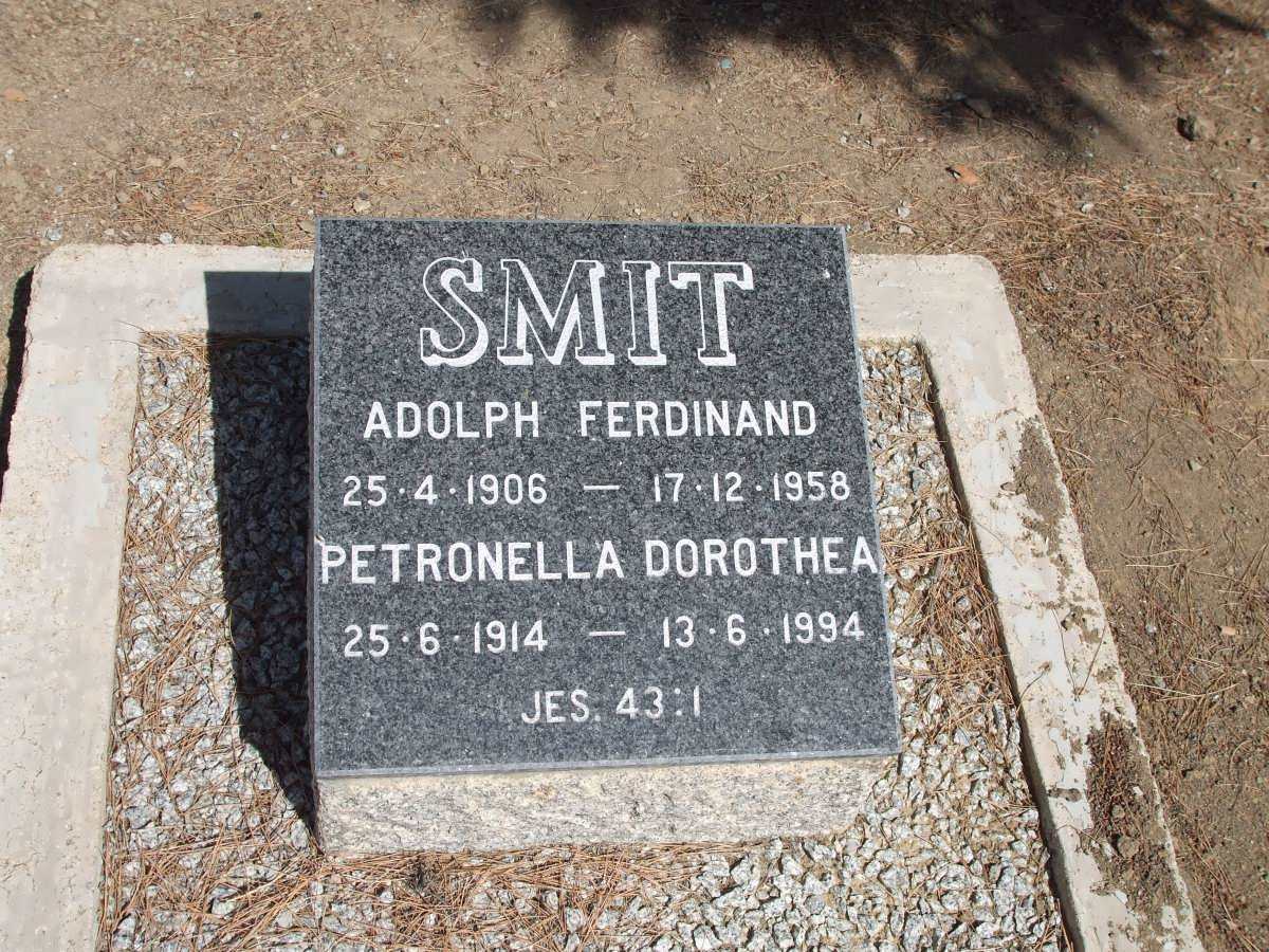 SMIT Adolph Ferdinand 1906-1958 &amp; Petronella Dorothea 1914-1994