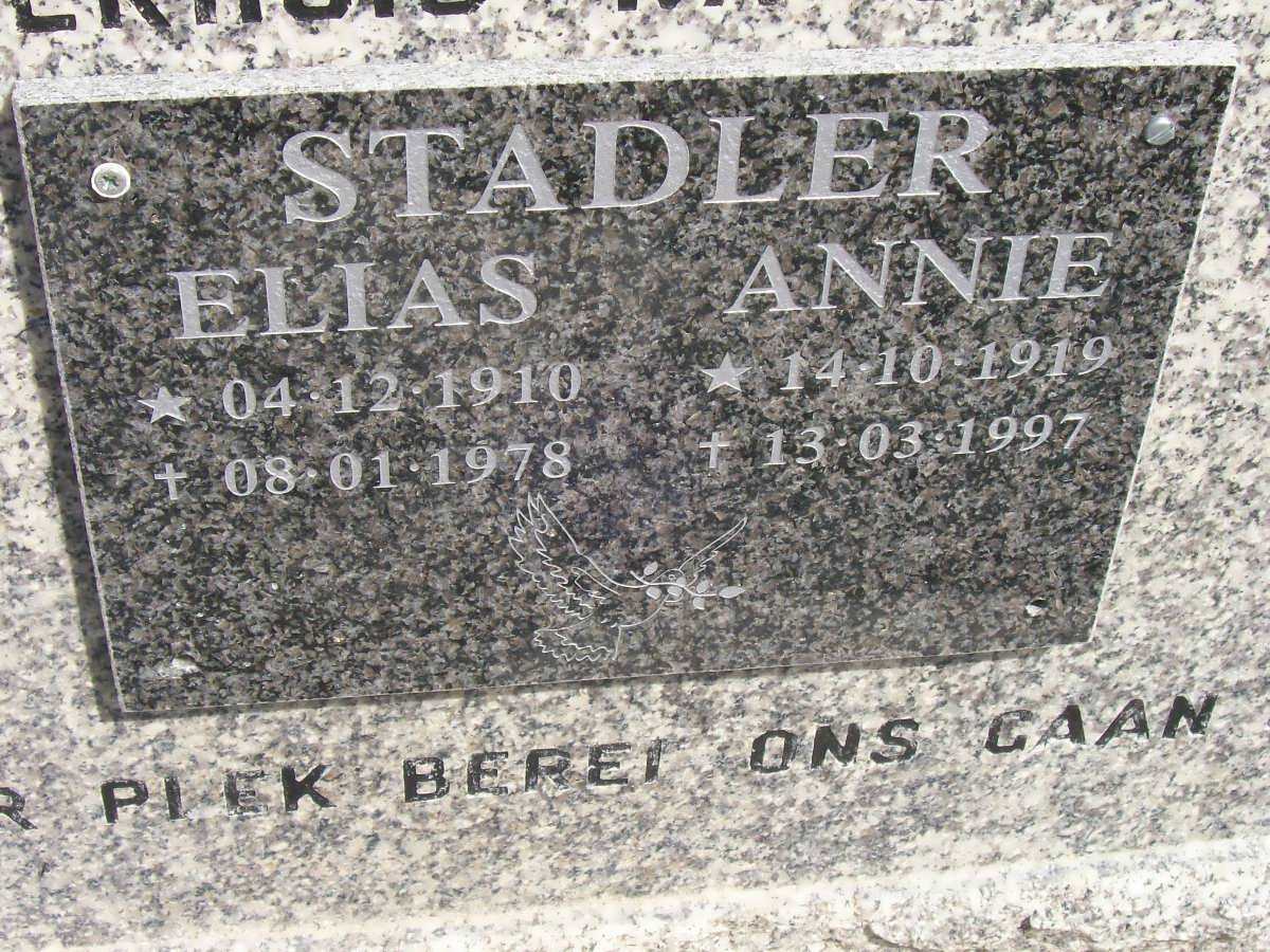 STADLER Elias 1910-1078 &amp; Annie 1919-1997