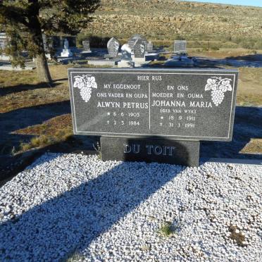 TOIT Alwyn Petrus, du 1905-1984 &amp; Johanna Maria VAN WYK 1911-1991