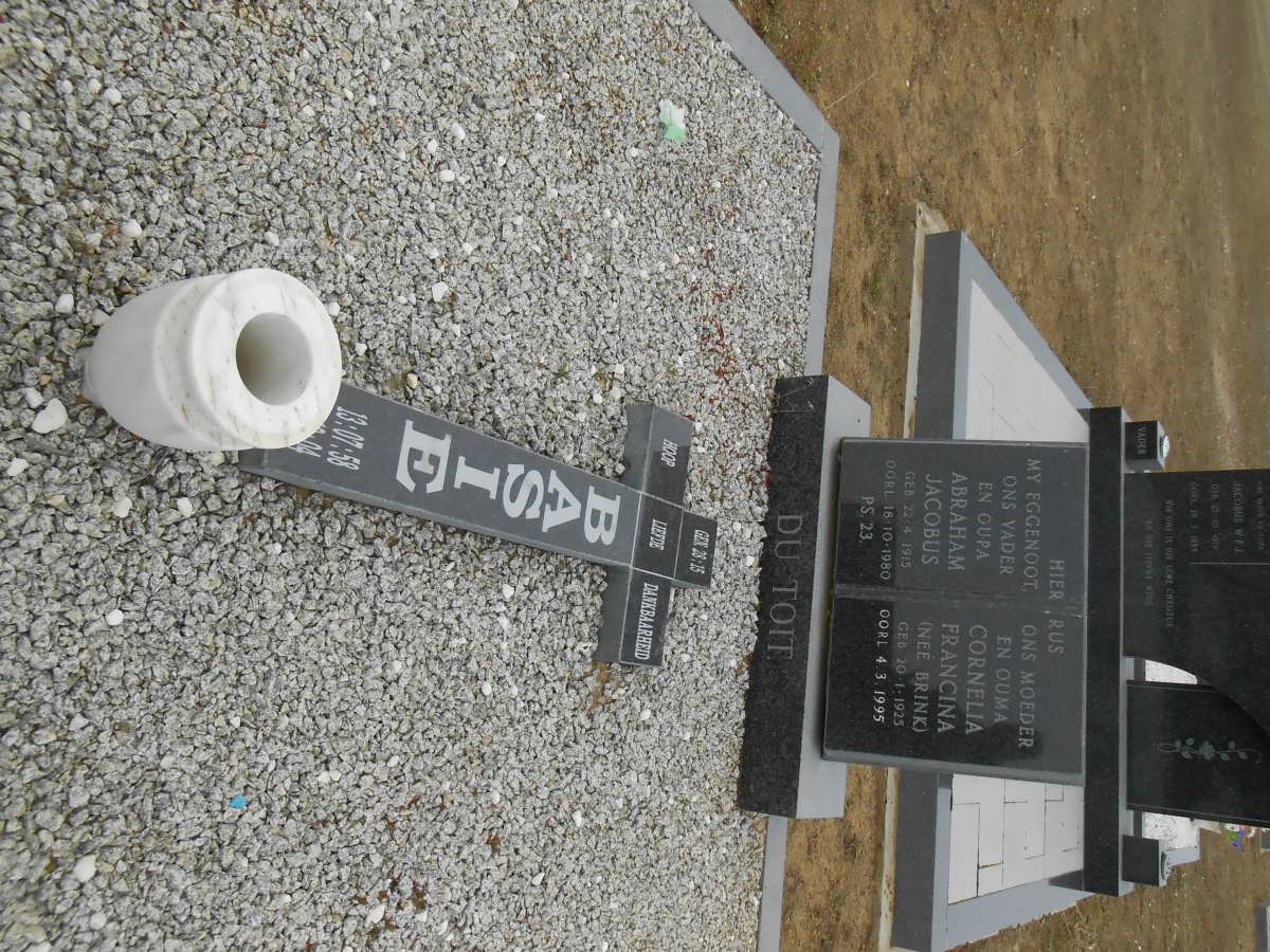 TOIT Abraham Jacobus, du 1915-1980 &amp; Cornelia Francina BRINK 1925-1995 :: DU TOIT Basie 1958-2004