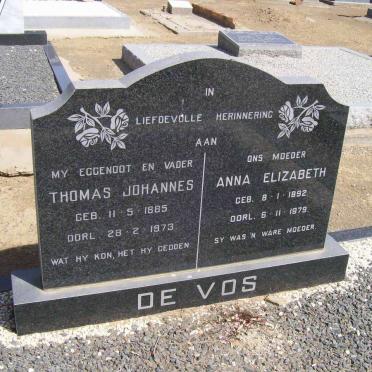 VOS Thomas Johannes, de 1885-1973 &amp; Anna Elizabeth 1892-1979
