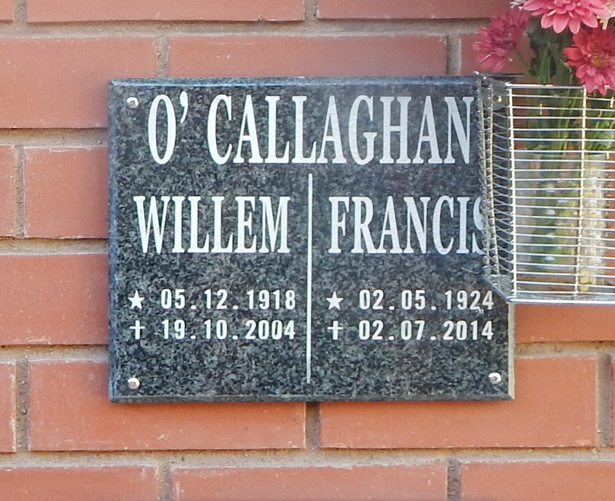 O'CALLAGHAN Willem 1918-2004 &amp; Francis 1924-2014