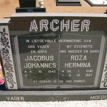 ARCHER Jacobus Johannes 1942-  &amp; Roza Hermina 1946-1997