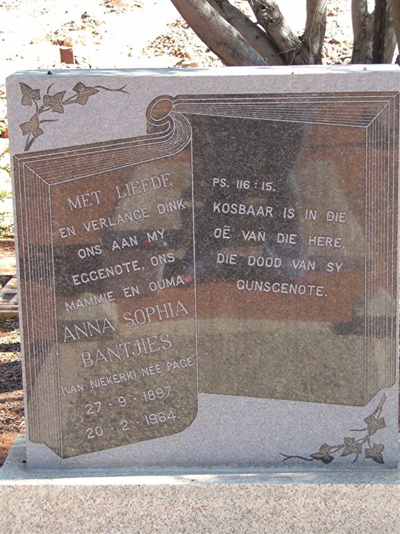 BANTJIES Anna Sophia, formerly VAN NIEKERK nee PAGE 1897-1964