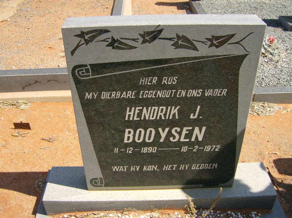 BOOYSEN Hendrik J. 1890-1972