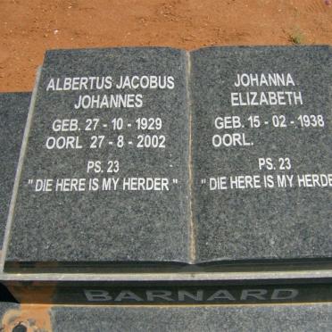 BARNARD Albertus Jacobus Johannes 1929-2002 &amp; Johanna Elizabeth 1938-