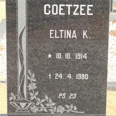 COETZEE Eltina K. 1914-1980