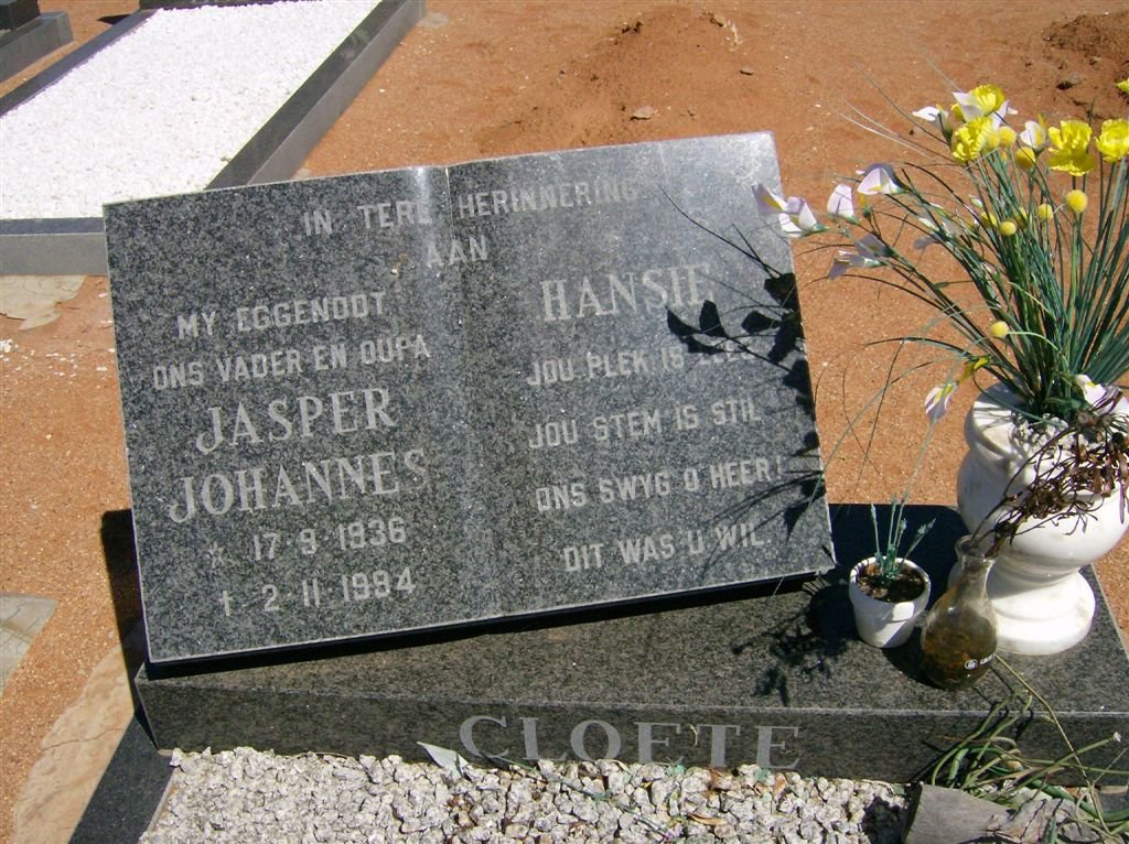 CLOETE Jasper Johannes 1936-1994