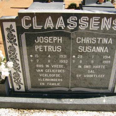 CLAASSENS Joseph Petrus 1931-1992 &amp; Christina Susanna 1914-1989