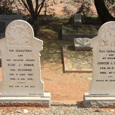 DOMAN Jurgen J. 1855-1930 &amp; Elsie J. VELDSMAN 1860-1950