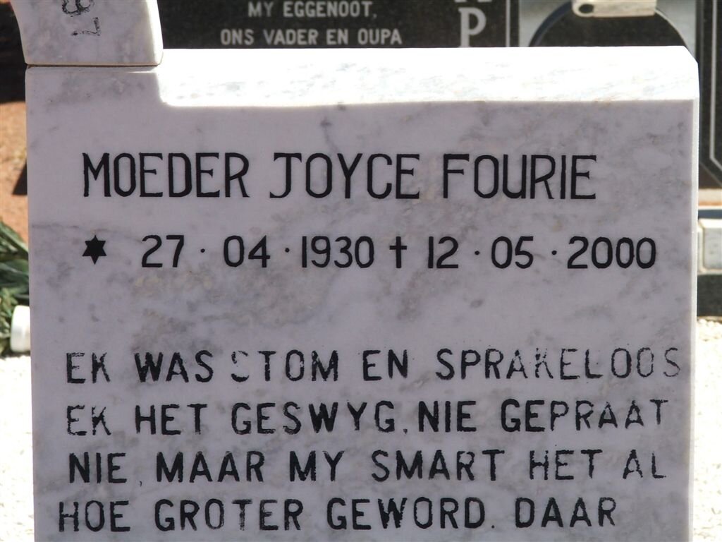 FOURIE Joyce 1930-2000